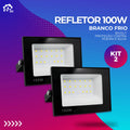 Kit 2 Refletores Led 100W Spotlight Bivolt A Prova D'água Ip66 Cor Luz Branca Fria