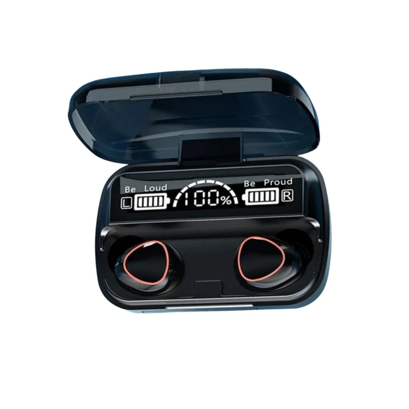 Fone de ouvido Bluetooth 5.1 com estojo LED digital, à prova d'água, potente, bateria de longa duração, controle por toque