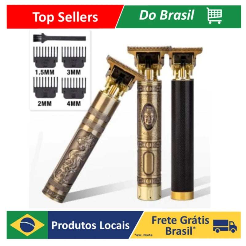Máquina de corte de cabelo profissional para homens, aparador de barba portátil sem fio, barbeador de acabamento T9