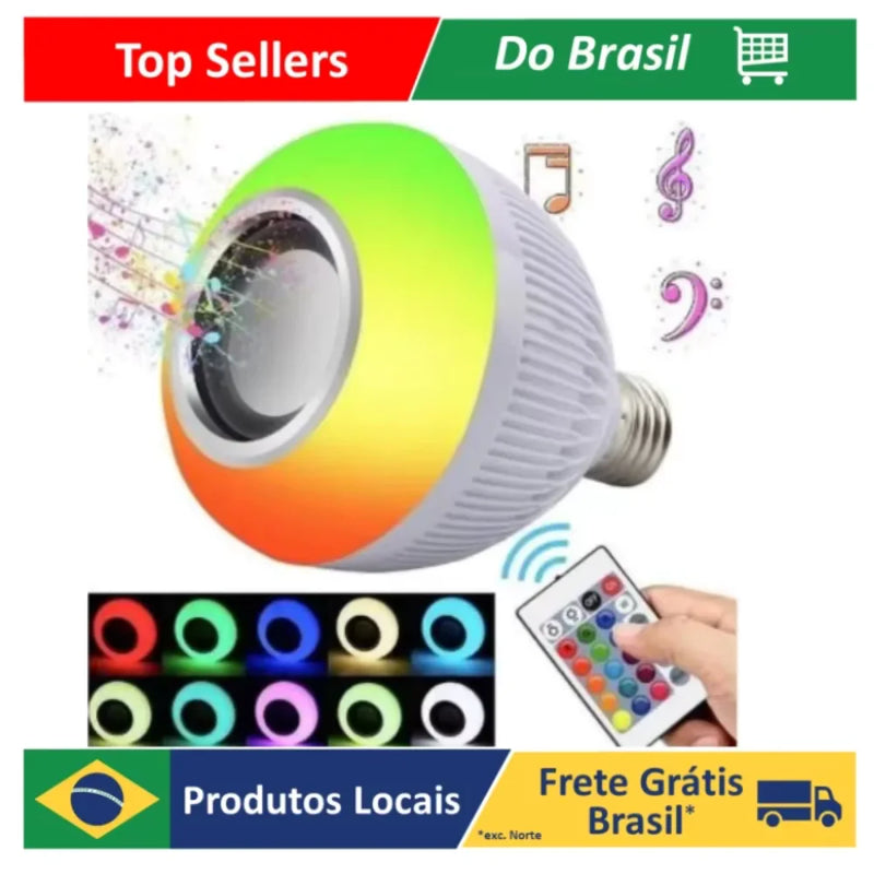Caixa de Som com Lâmpada Led Bluetooth C Controle Rgb 12W