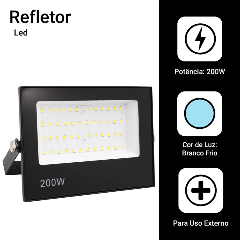 Refletor LED 200W Full Power Bivolt Spotlight